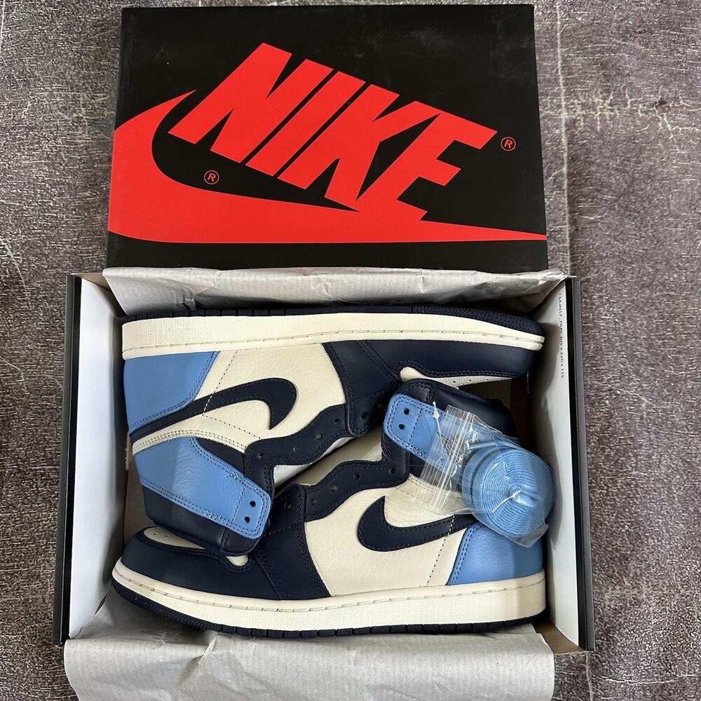 DS 2019 Men's Nike Air Jordan 1 Retro High Obsidian Blue Sail Sz 9.5 (555088-140